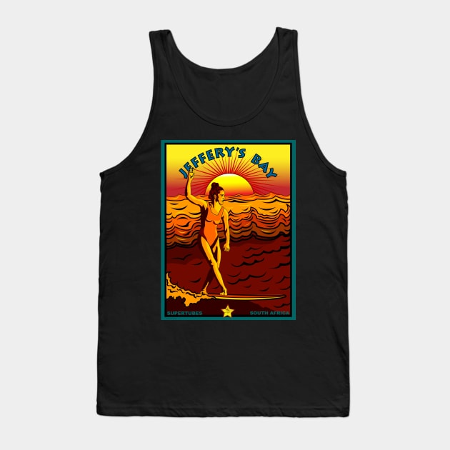 JEFFERY'S BAY SUPERTUBES SURFING Tank Top by Larry Butterworth